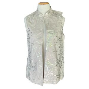 Chico's Paisley Vest Size 0 S 4‎ Metallic Lightweight Party Shimmer Cruise Beach